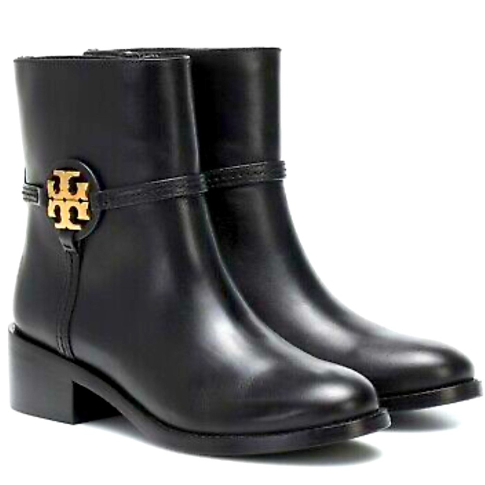 TORY BURCH Miller Black Calfskin Ankle Bootie US9. Perfect condition $398 retail
